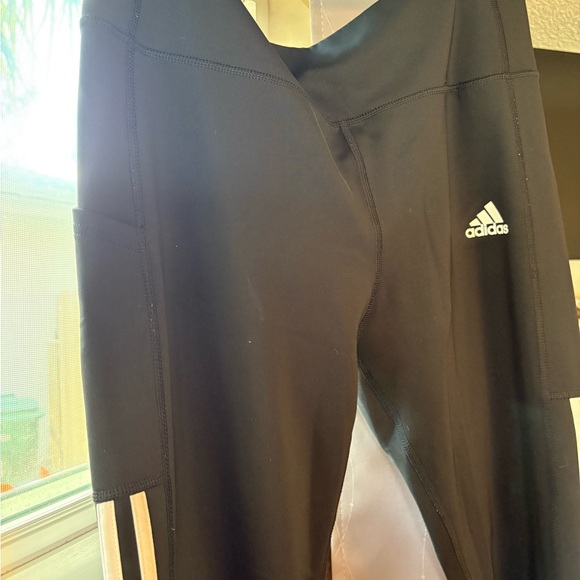 Adidas Black Leggings with White Stripes - Picture 2 of 3
